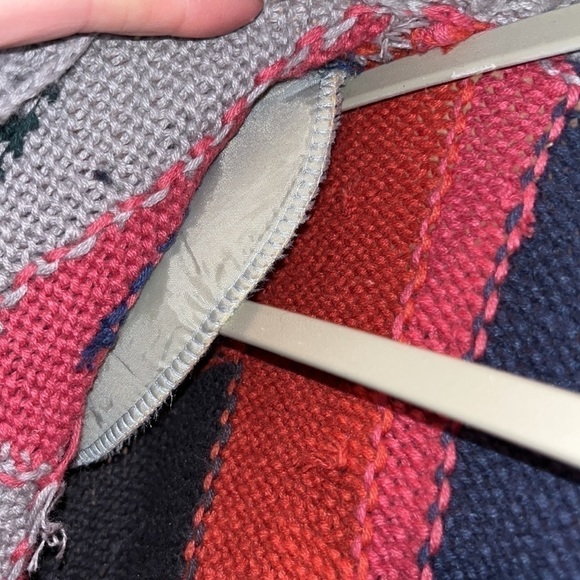 RETRO 80s chunky knit novelty funky patch sweater cardigan XL colorful kitsch - Picture 10 of 17